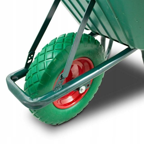 Taczka Ogrodowa/Budowlana Jednokołowa PU 100L 250kg Misa PVC Zielone Koło