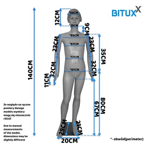 Manekin Sklepowy na Wystawę Ekspozycję Dziecięcy Dziewczynka 140cm Manekin Sklepowy na Wystawę Ekspozycję Dziecięcy Dziewczynka 140cm