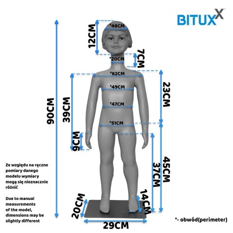 Manekin Sklepowy na Wystawę Ekspozycję Dziecięcy Dziewczynka 90cm Manekin Sklepowy na Wystawę Ekspozycję Dziecięcy Dziewczynka 90cm
