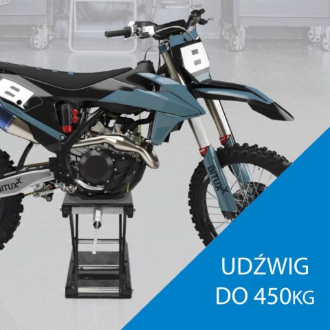 Podnośnik nożycowy korbowy do motocykla 450kg grafitowy