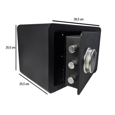 Czarny sejf biurowy domowy na kod i klucz elektroniczny odcisk palca