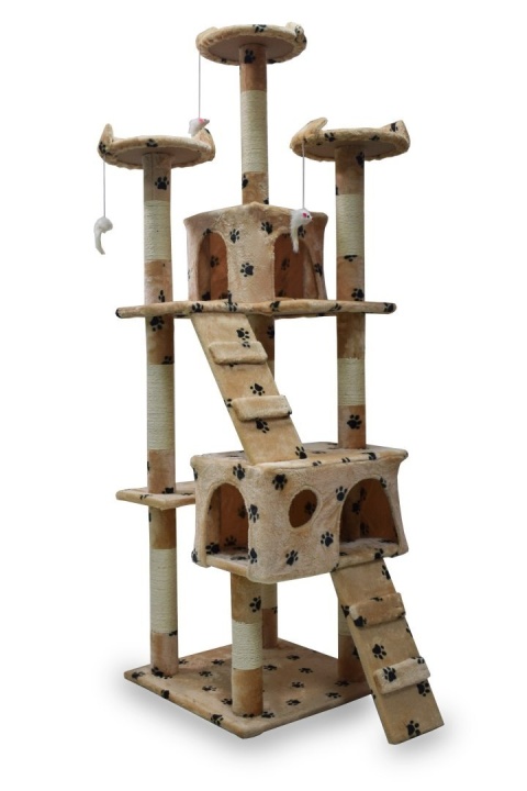 DRAPAK DLA KOTA 170CM BEŻOWY W ŁAPKI DOMEK DRZEWKO LEGOWISKO