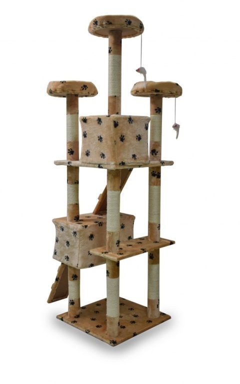 DRAPAK DLA KOTA 170CM BEŻOWY W ŁAPKI DOMEK DRZEWKO LEGOWISKO