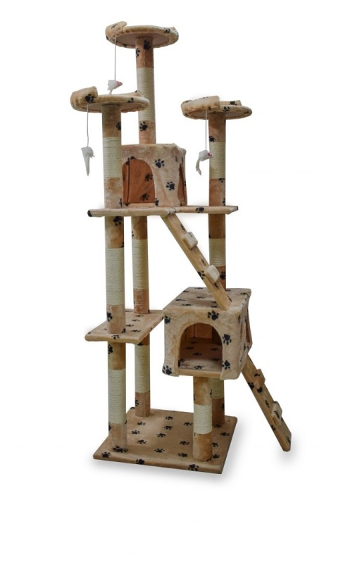 DRAPAK DLA KOTA 170CM BEŻOWY W ŁAPKI DOMEK DRZEWKO LEGOWISKO
