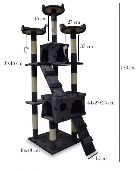 DRAPAK DLA KOTA 170CM CIEMNOSZARY W ŁAPKI DOMEK DRZEWKO LEGOWISKO DRAPAK DLA KOTA 170CM CIEMNOSZARY W ŁAPKI DOMEK DRZEWKO LEGOWISKO