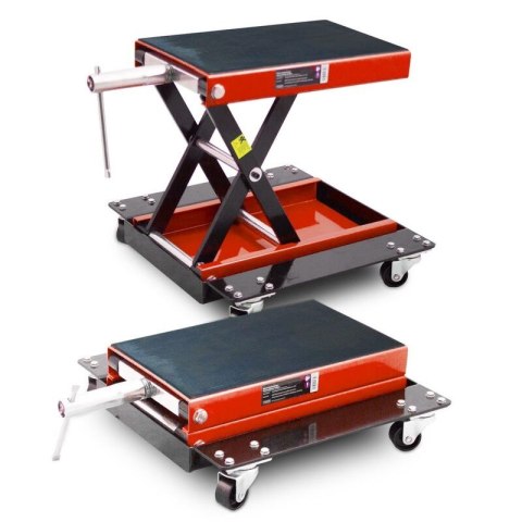 Mobilny podnośnik motocyklowy nożycowy do 500kg czerwony