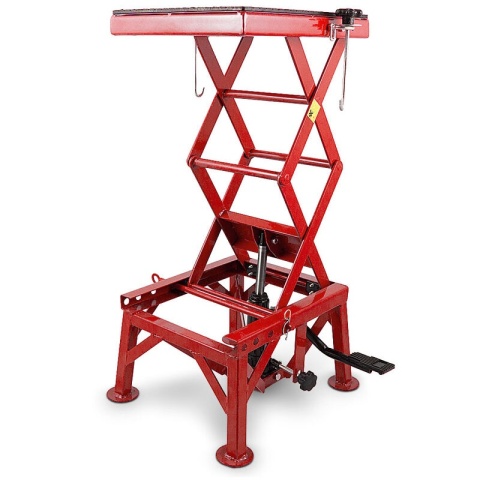 Podnośnik HYDRAULICZNY Nożycowy 135 KG do motocykla motoru czerwony