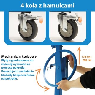 Podnośnik do płyt karton-gipsowych GK OSB 17-290cm do 40kg