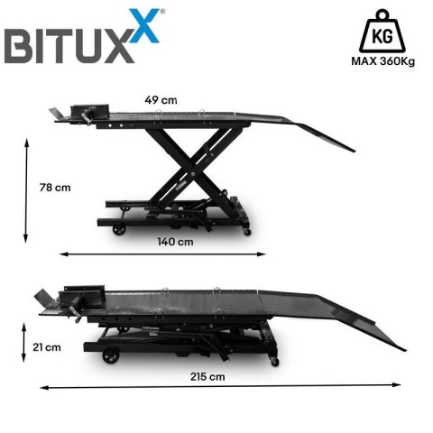 Podnośnik nożycowy hydrauliczny platforma serwisowa do 360kg czarny