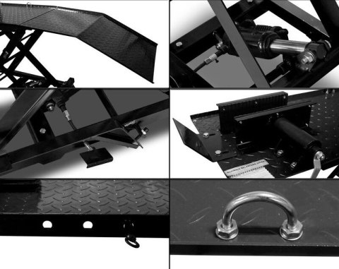 Podnośnik nożycowy hydrauliczny platforma serwisowa do 360kg czarny