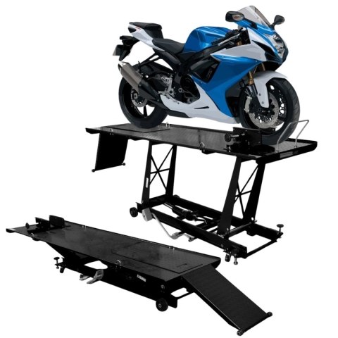 Podnośnik nożycowy hydrauliczny platforma serwisowa do motocykli 460kg czarny