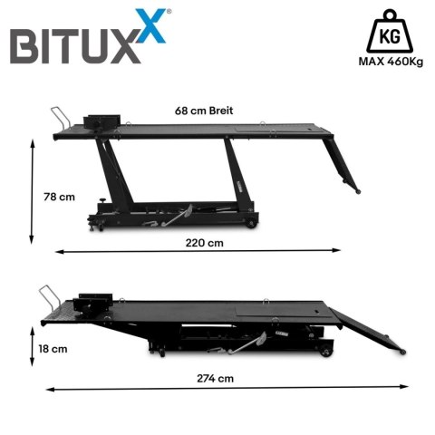 Podnośnik nożycowy hydrauliczny platforma serwisowa do motocykli 460kg czarny