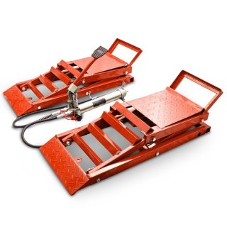 Rampy z podnośnikiem hydraulicznym najazdy samochodowe 2720kg czerwone