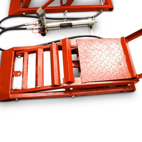Rampy z podnośnikiem hydraulicznym najazdy samochodowe 2720kg czerwone