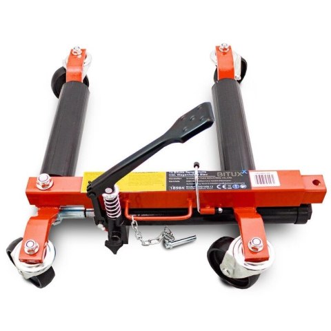 Wózek rolka pod koła z podnośnikiem hydraulicznym 680kg 2 szt czerwony