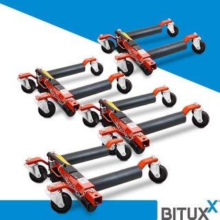 Wózek rolka pod koła z podnośnikiem hydraulicznym 680kg 4 szt czerwony