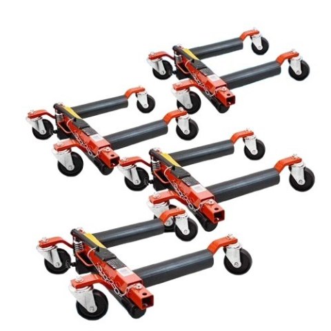 Wózek rolka pod koła z podnośnikiem hydraulicznym 680kg 4 szt czerwony