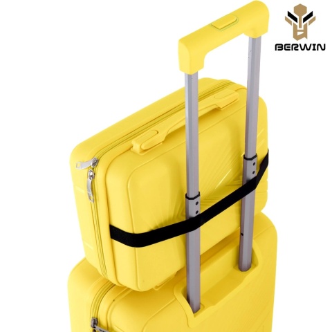 Zestaw 4 walizek BERWIN ABS XL+L+M+Kuferek żółte 4 kółka 360stopni