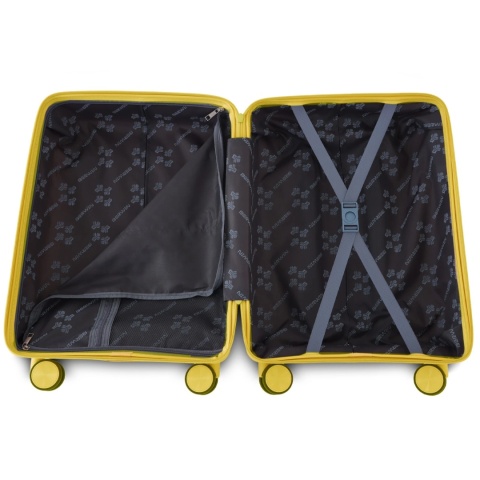 Zestaw 4 walizek BERWIN ABS XL+L+M+Kuferek żółte 4 kółka 360stopni