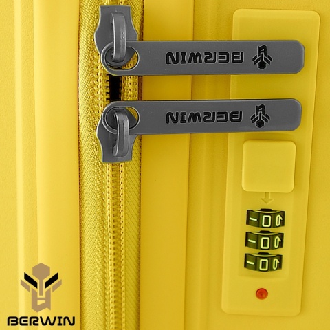 Zestaw 4 walizek BERWIN ABS XL+L+M+Kuferek żółte 4 kółka 360stopni