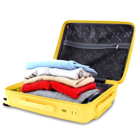 Zestaw 4 walizek BERWIN ABS XL+L+M+Kuferek żółte 4 kółka 360stopni