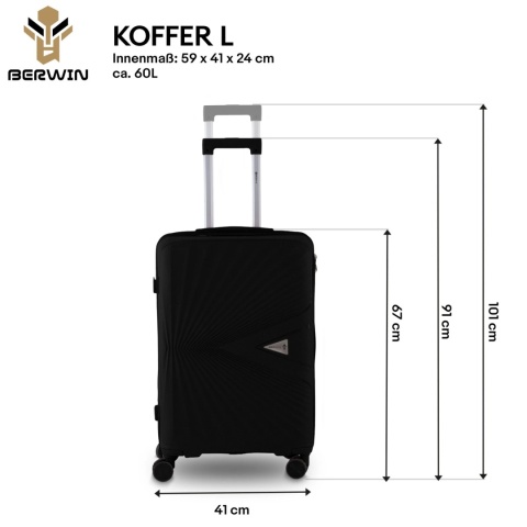 Zestaw Walizek 4w1 BERWIN ABS CZARNE – XL L M + Kuferek