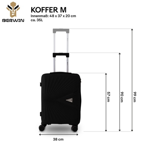 Zestaw Walizek 4w1 BERWIN ABS CZARNE – XL L M + Kuferek