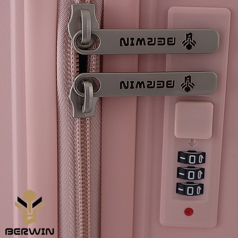Zestaw Walizek Podróżnych BERWIN 4w1 – Róż Matowy, ABS, obrotowe kółka 360°, komplet XL–M + Kuferek