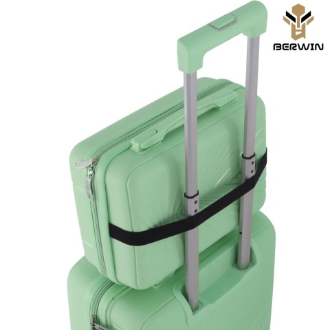 Zestaw walizek miętowe podróżne na 4 kółkach 4 sztuki Berwin ABS z kuferkiem