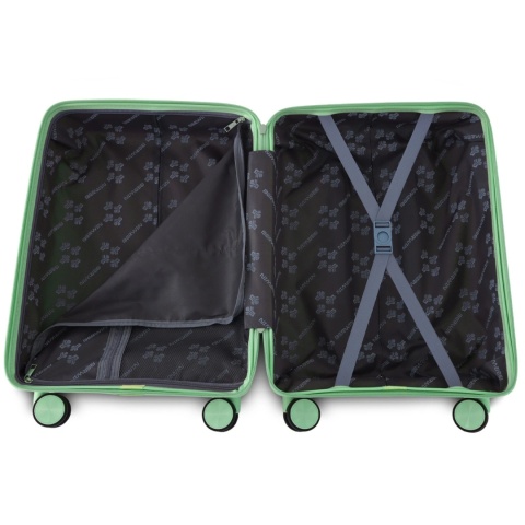 Zestaw walizek miętowe podróżne na 4 kółkach 4 sztuki Berwin ABS z kuferkiem