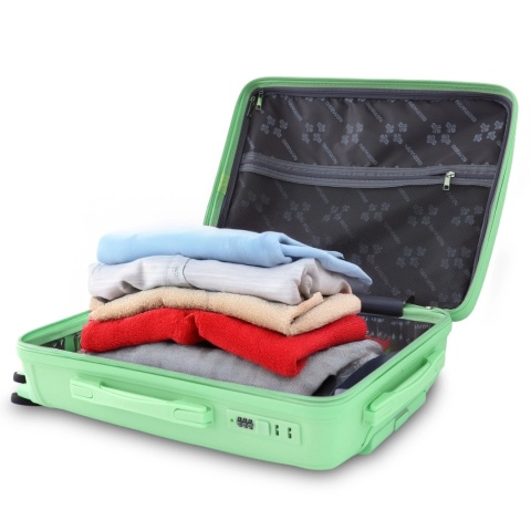 Zestaw walizek miętowe podróżne na 4 kółkach 4 sztuki Berwin ABS z kuferkiem