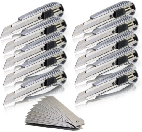 50szt. Nożyk Do Tapet 18mm Aluminiowy Łamane Ostrze