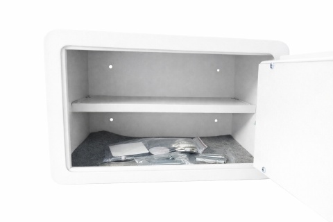 Biały sejf biurowy domowy na kod i klucz elektroniczny odcisk palca