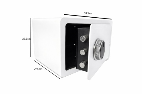 Biały sejf biurowy domowy na kod i klucz elektroniczny odcisk palca