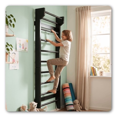 Drabinka gimnastyczna rehabilitacyjna drewniana czarna 195cm