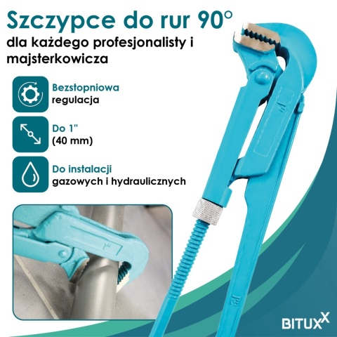 Klucz nastawny szwedzki do rur 1" 90° żaba
