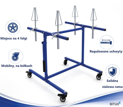 Mobilny stojak lakierniczy do felg BITUXX 4 felgi max 100kg