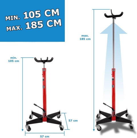 Hydrauliczny podnośnik do skrzyń biegów mobilny do 500kg czerwony