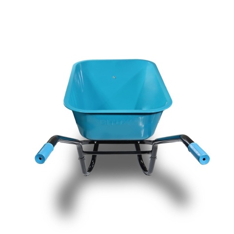 Taczka ogrodowa niebieska z zielonym kołem PU do 250kg 100l