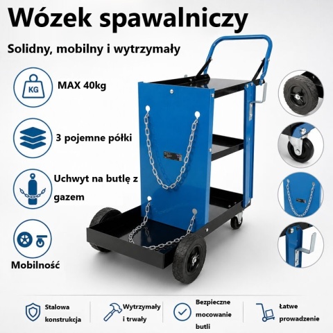 Wózek Spawalniczy Warsztatowy na Butlę i Spawarkę 40kg