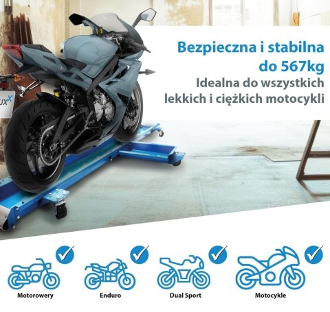 Wózek manewrowy szyna do motocykla 567 kg czarny