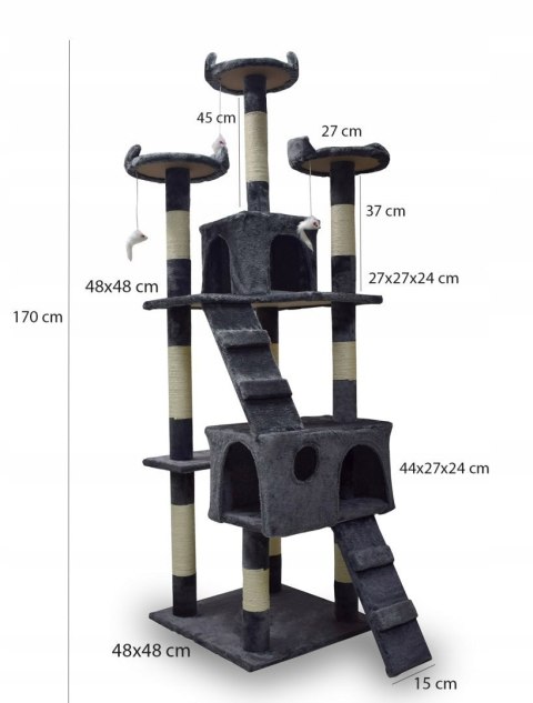 DRAPAK DLA KOTA CIEMNOSZARY 170CM DRZEWKO DOMKI