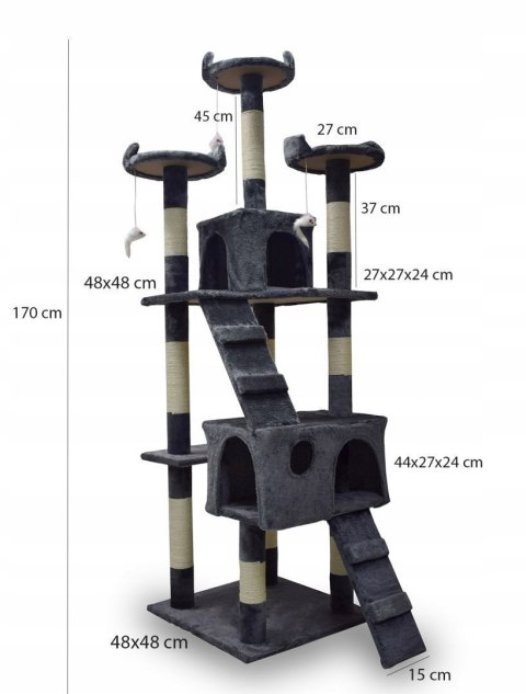 DRAPAK DLA KOTA CIEMNOSZARY 170CM DRZEWKO DOMKI