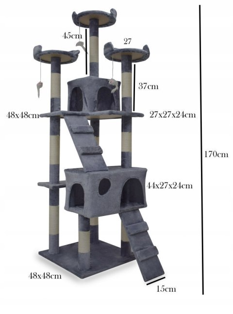 DRAPAK DLA KOTA JASNOSZARY 170CM DRZEWKO LEGOWISKO