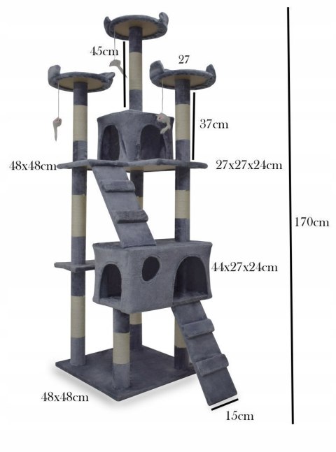 DRAPAK DLA KOTA JASNOSZARY 170CM DRZEWKO LEGOWISKO